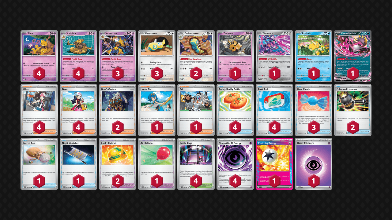 胡地 土龍節節(Alakazam Dudunsparce) 牌組圖片