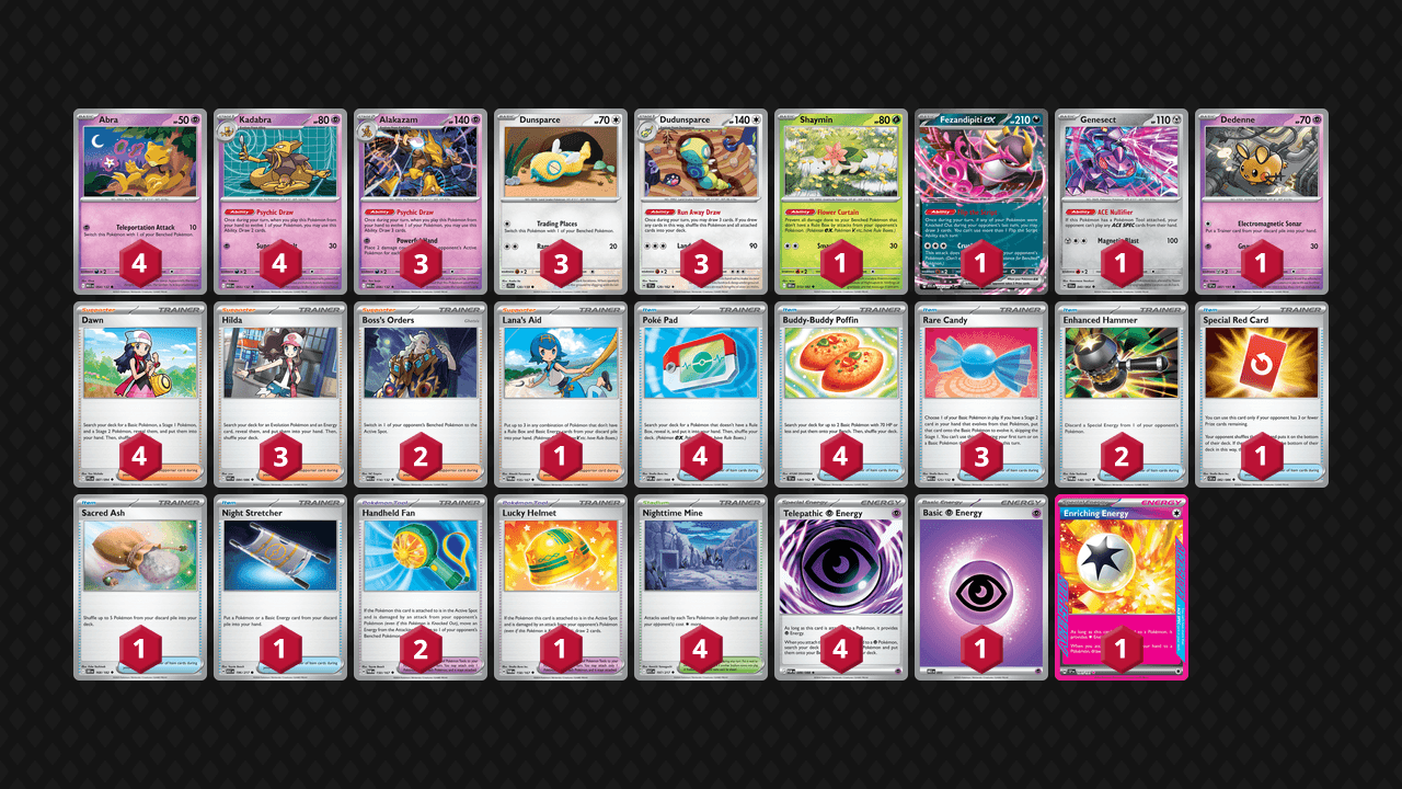 胡地 土龍節節(Alakazam Dudunsparce) 牌組圖片