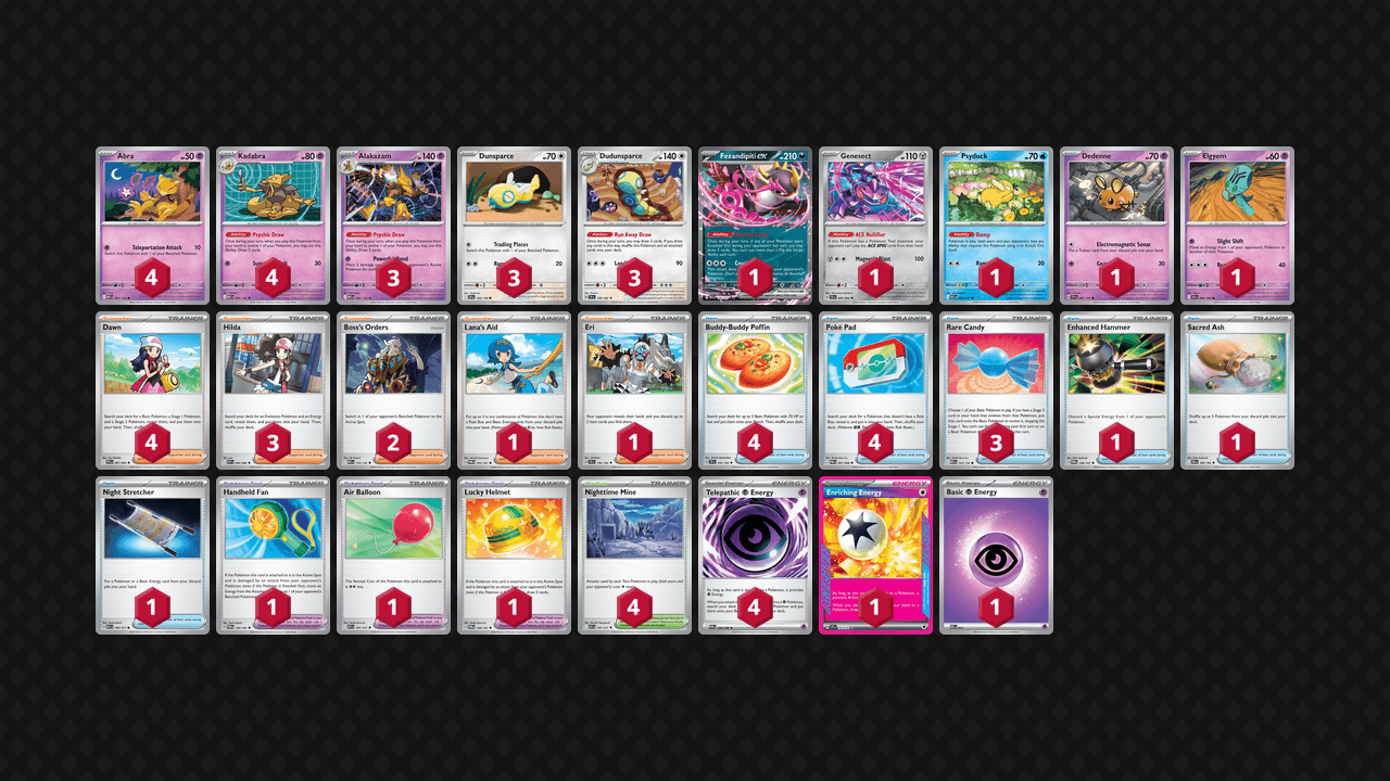胡地 土龍節節(Alakazam Dudunsparce) 牌組圖片