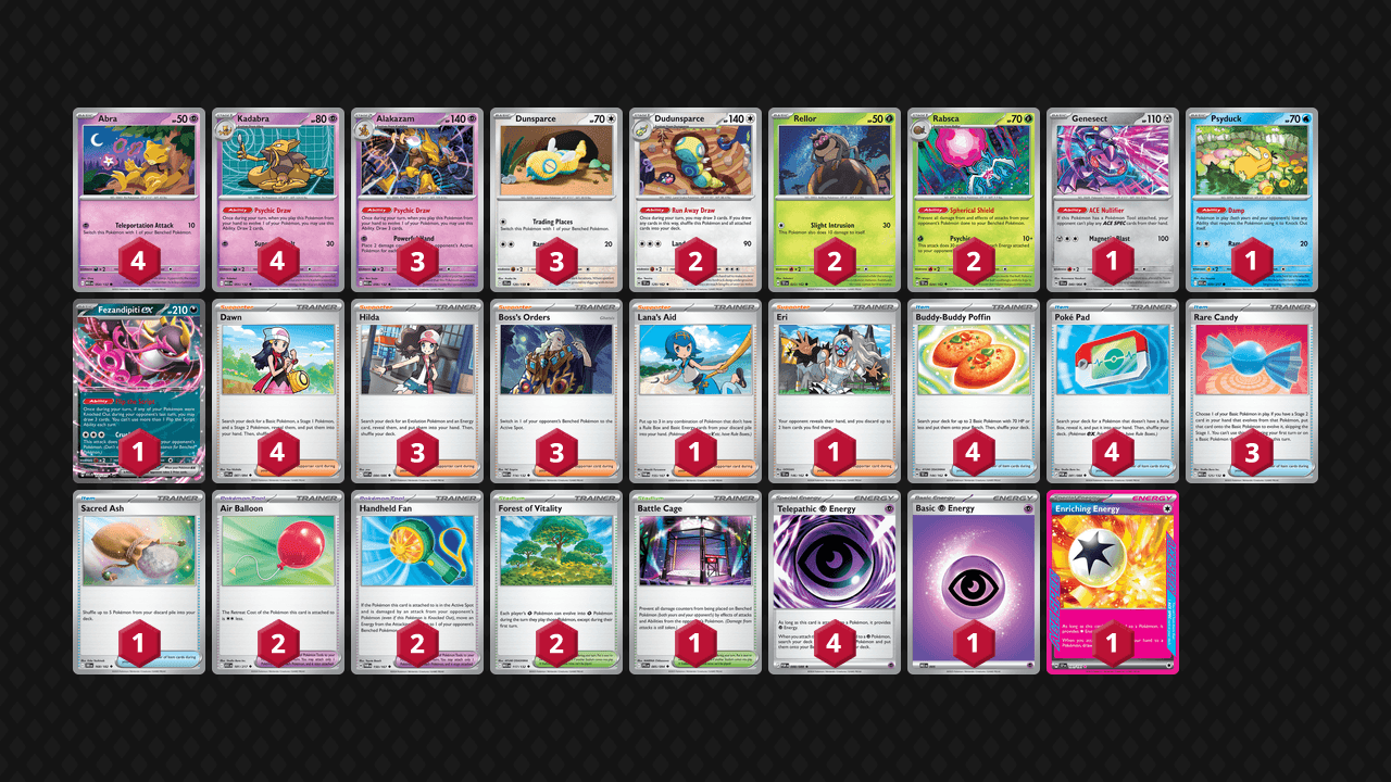 胡地 土龍節節(Alakazam Dudunsparce) 牌組圖片
